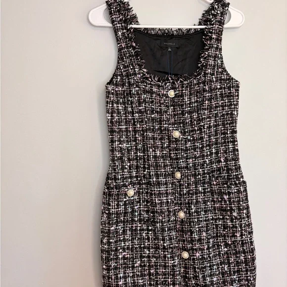 MAJORELLE Bia Black Tweed Mini Dress NWT Revolve XS - Picture 5 of 10